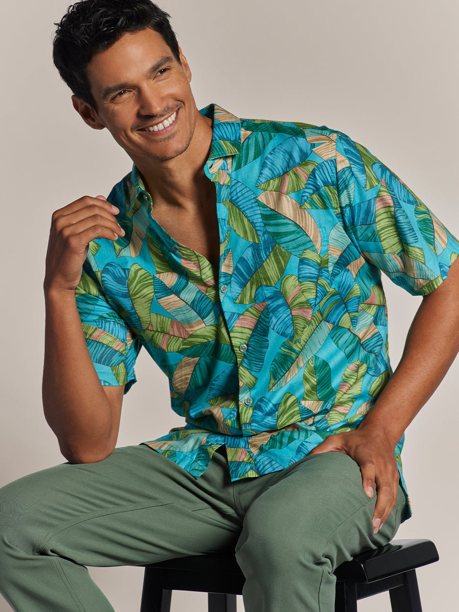 Tori Richard Men's Hospitality Palm Cotton Lawn Camp Shirt - Plum