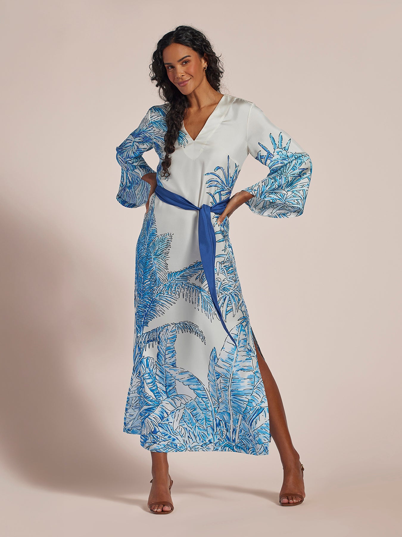 Tori Richard Trees of Blue Jessamine Caftan