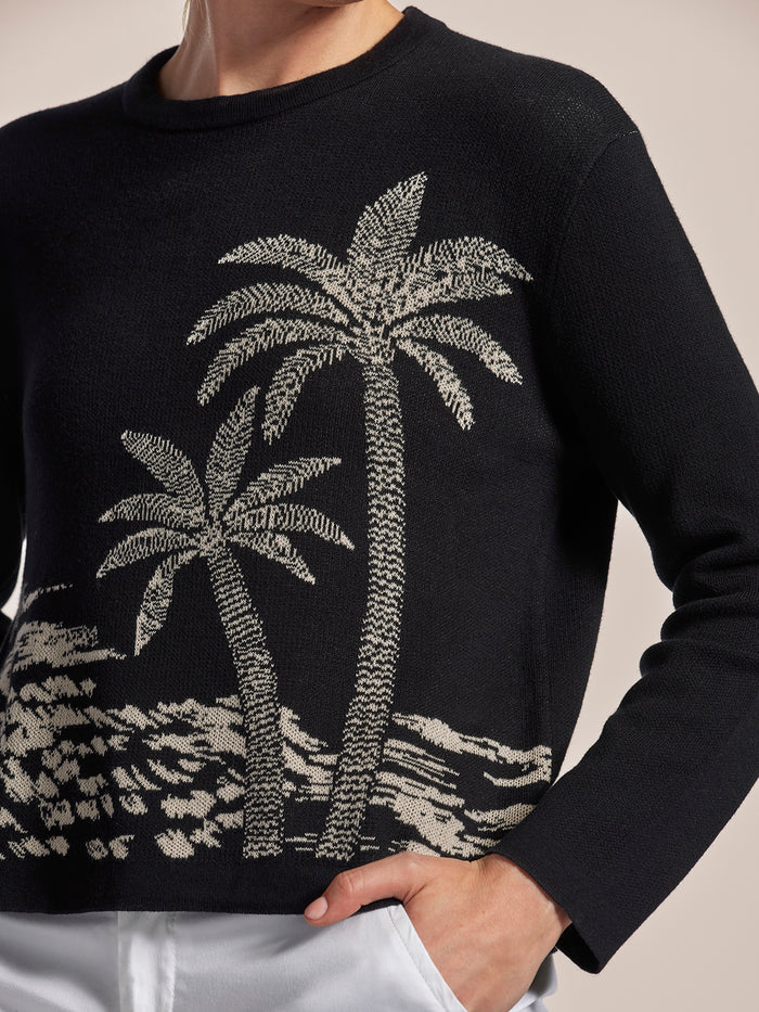 Palm Lined Jacquard Opal Sweater